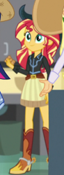 Size: 178x484 | Tagged: safe, imported from derpibooru, screencap, sunset shimmer, dance magic, equestria girls, spoiler:eqg specials, adorable face, beautiful, belt, boots, clothes, cowboy boots, cowboy hat, cowgirl, cowgirl outfit, cropped, cute, female, hat, high heel boots, shimmerbetes, shoes, skirt, spurs, stetson, woman
