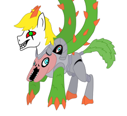 Size: 3300x3000 | Tagged: safe, artist:maxter-advance, imported from derpibooru, pony, claws, horns, nightmare fuel, omega flowey, ponified, smiling, solo, thorn, thorns, undertale