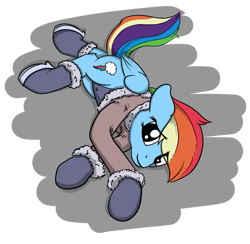 Size: 905x883 | Tagged: safe, artist:umgaris, imported from derpibooru, rainbow dash, pegasus, pony, clothes, female, jacket, leotard, looking at you, lying down, simple background, socks, solo, transparent background