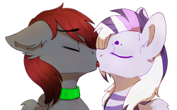 Size: 2472x1528 | Tagged: safe, artist:kotya, imported from derpibooru, oc, pegasus, pony, clothes, collar, kissing, oc x oc, shipping, tongue out, wings