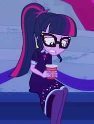 Size: 598x789 | Tagged: safe, imported from derpibooru, screencap, sci-twi, twilight sparkle, equestria girls, equestria girls series, twilight under the stars, spoiler:eqg series (season 2), cropped, cup, female, sci-twi outfits, solo