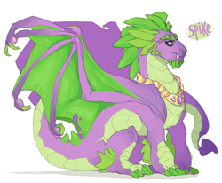 Size: 1360x1120 | Tagged: safe, artist:dingobreath, deleted from derpibooru, imported from derpibooru, spike, dragon, adult, adult spike, colored claws, male, older, older spike, peytral, scar, simple background, sitting, solo, white background, winged spike