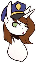 Size: 490x848 | Tagged: safe, artist:ak4neh, imported from derpibooru, oc, oc only, oc:brittneigh ackermane, pony, unicorn, female, mare, police hat, simple background, solo, transparent background