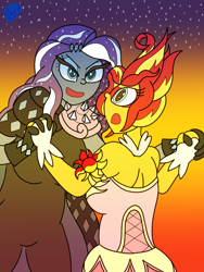 Size: 2496x3312 | Tagged: safe, artist:missmagnificence, imported from derpibooru, nightmare rarity, rarity, sunset shimmer, equestria girls, colored, daydream, daydream shimmer, equestria girls-ified, female, nightmare, showdown