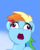 Size: 131x163 | Tagged: safe, imported from derpibooru, screencap, rainbow dash, pony, my little pony: the movie, burp, cropped, derp face, faic, female, funny, paused moment, solo, wat