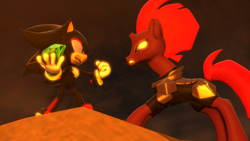 Size: 1920x1080 | Tagged: safe, artist:serious-sam-64-64, imported from derpibooru, tempest shadow, my little pony: the movie, 3d, chaos emerald, crossover, shadow the hedgehog, sonic the hedgehog (series), source filmmaker, story included