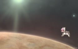 Size: 1280x812 | Tagged: safe, artist:puetsua, imported from derpibooru, pinkie pie, earth pony, pony, astronaut, astronaut pinkie, earth, female, mare, moon, solo, space, spacesuit, sun