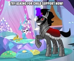 Size: 607x499 | Tagged: safe, edit, edited screencap, imported from derpibooru, screencap, king sombra, princess flurry heart, pony, the beginning of the end, caption, cropped, image macro, text