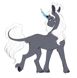 Size: 800x811 | Tagged: safe, artist:vindhov, imported from derpibooru, oc, oc only, pony, unicorn, colored horn, commission, crack ship offspring, curved horn, horn, leonine tail, magical gay spawn, offspring, parent:king sombra, parent:prince blueblood, realistic horse legs, simple background, solo, transparent background, unshorn fetlocks