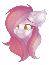 Size: 1932x2576 | Tagged: safe, artist:missclaypony, imported from derpibooru, oc, oc only, oc:hibiscus rose, pony, bust, ear fluff, female, floppy ears, hair over one eye, heart eyes, mare, simple background, solo, transparent background, wingding eyes