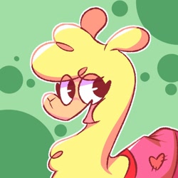 Size: 800x800 | Tagged: safe, artist:wooperhelix, imported from derpibooru, paprika paca, alpaca, them's fightin' herds, community related, cute, female, open mouth, paprika (tfh), simple background, solo