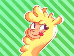 Size: 1600x1200 | Tagged: safe, artist:wooperhelix, imported from derpibooru, paprika paca, alpaca, them's fightin' herds, community related, cute, female, paprika (tfh), simple background, smiling, solo, tongue out