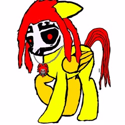 Size: 3000x3000 | Tagged: safe, imported from derpibooru, oc, oc:zoltaro, pegasus, pony, 1000 hours in ms paint, creepypasta, dreadlocks, dreads, juggalo, killah funhouse records, looking at you, ms paint, psyko d, red, yellow, zalgo