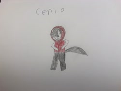 Size: 4032x3024 | Tagged: safe, artist:undeadponysoldier, imported from derpibooru, oc, oc only, oc:cento, pony, bangs, clothes, criminal, emo, hoodie, solo, traditional art