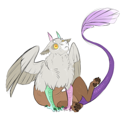 Size: 800x740 | Tagged: safe, artist:vindhov, imported from derpibooru, oc, oc only, draconequus, half-griffon, crack ship offspring, draconequus oc, interspecies offspring, offspring, parent:discord, parent:gilda, simple background, sitting, solo, transparent background