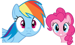 Size: 4887x2947 | Tagged: safe, artist:geometrymathalgebra, imported from derpibooru, pinkie pie, rainbow dash, earth pony, pegasus, pony, tanks for the memories, .svg available, female, looking at you, mare, vector