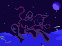 Size: 1280x960 | Tagged: safe, artist:cammy, artist:dinexistente, imported from derpibooru, princess luna, pony, cyoa, cyoa:cirquesque, dream, hill, limited palette, macro, moon, night, pixel art