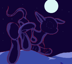 Size: 1324x1180 | Tagged: safe, artist:cammy, artist:dinexistente, imported from derpibooru, princess luna, pony, cyoa, cyoa:cirquesque, dream, full moon, limited palette, macro, moon, night, pixel art, sky