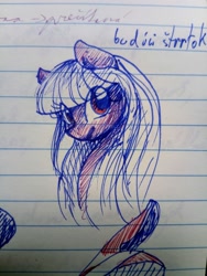 Size: 3120x4160 | Tagged: safe, artist:elisdoominika, imported from derpibooru, oc, oc only, oc:cosmia nebula, pony, bust, lined paper, photo, portrait, solo, traditional art