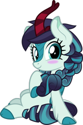 Size: 5227x7812 | Tagged: safe, artist:jhayarr23, imported from derpibooru, coloratura, kirin, absurd resolution, blushing, cloven hooves, cute, female, kirin-ified, rara, rarabetes, simple background, sitting, smiling, solo, species swap, transparent background, vector