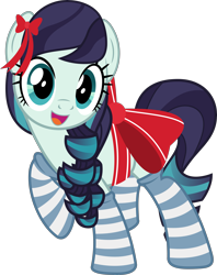 Size: 5591x7057 | Tagged: safe, artist:jhayarr23, imported from derpibooru, coloratura, earth pony, pony, absurd resolution, bow, clothes, cute, female, looking at you, mare, rara, rarabetes, ribbon, simple background, smiling, socks, solo, stockings, striped socks, thigh highs, transparent background, vector