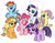Size: 900x702 | Tagged: safe, artist:honeyl17, imported from derpibooru, applejack, fluttershy, pinkie pie, rainbow dash, rarity, twilight sparkle, earth pony, pegasus, pony, unicorn, applejack's hat, cowboy hat, cute, dashabetes, diapinkes, eyes closed, female, filly, filly applejack, filly fluttershy, filly mane six, filly pinkie pie, filly rainbow dash, filly rarity, filly twilight sparkle, flying, happy, hat, jackabetes, looking at you, mane six, mare, one hoof raised, raised hoof, raribetes, shyabetes, simple background, smiling, twiabetes, unicorn twilight, wings, younger, zoom layer