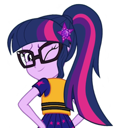 Size: 940x1060 | Tagged: safe, edit, edited screencap, editor:lonely fanboy48, imported from derpibooru, screencap, sci-twi, twilight sparkle, equestria girls, equestria girls series, spring breakdown, spoiler:eqg series (season 2), adorkable, background removed, cruise outfit, cute, dork, female, geode of empathy, geode of fauna, geode of shielding, geode of super speed, geode of super strength, geode of telekinesis, glasses, lifejacket, looking at you, looking back, looking back at you, magical geodes, not a vector, one eye closed, ponytail, simple background, transparent background, vector, wink