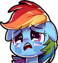 Size: 117x128 | Tagged: safe, imported from derpibooru, rainbow dash, pony, crying, female, floppy ears, sad, simple background, solo, transparent background