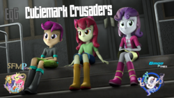 Size: 1920x1080 | Tagged: safe, artist:sindroom, imported from derpibooru, apple bloom, scootaloo, sweetie belle, equestria girls, 3d, boots, clothes, cutie mark crusaders, download at source, downloadable, gmod, shoes, shorts, sitting, source filmmaker, source filmmaker resource, updated