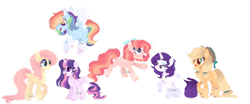 Size: 1280x535 | Tagged: safe, artist:moon-rose-rosie, imported from derpibooru, applejack, fluttershy, pinkie pie, rainbow dash, rarity, twilight sparkle, alicorn, pony, alternate hairstyle, flying, mane six, rainbow blitz, rule 63, simple background, transparent background, twilight sparkle (alicorn)