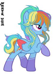 Size: 1176x1568 | Tagged: safe, artist:starling-sentry-yt, artist:x-dainichi-x, imported from derpibooru, rainbow dash, pegasus, pony, alternate design, alternate hairstyle, female, mare, simple background, solo, transparent background, two toned wings