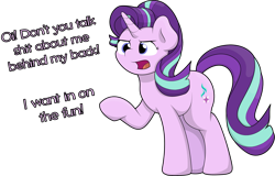 Size: 6025x3860 | Tagged: safe, artist:ljdamz1119, imported from derpibooru, starlight glimmer, pony, unicorn, absurd resolution, dialogue, female, mare, self deprecation, simple background, solo, transparent background, vulgar