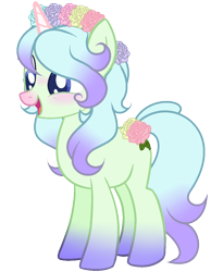 Size: 908x1168 | Tagged: safe, artist:angelamusic13, imported from derpibooru, oc, oc only, pony, unicorn, female, floral head wreath, flower, mare, solo