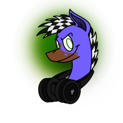 Size: 4000x4000 | Tagged: safe, artist:checkered, imported from derpibooru, oc, oc only, oc:checkered, earth pony, pony, bust, headphones, looking at you, male, portrait, simple background, solo, transparent background