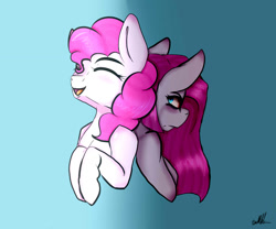 Size: 1200x1000 | Tagged: safe, artist:crazysurprise, imported from derpibooru, pinkie pie, pony, bust, duality, pinkamena diane pie, portrait