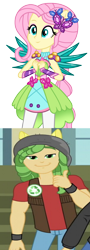 Size: 466x1292 | Tagged: safe, edit, imported from derpibooru, screencap, fluttershy, sandalwood, equestria girls, crystal guardian, female, male, ponied up, sandalshy, shipping, straight