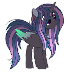 Size: 1223x1291 | Tagged: safe, artist:xxmelody-scribblexx, imported from derpibooru, oc, oc only, oc:crystal magic, alicorn, pony, alicorn oc, female, magical lesbian spawn, mare, offspring, parent:mean twilight sparkle, parent:queen chrysalis, parent:twilight sparkle, parents:twisalis, solo, two toned wings