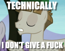 Size: 1128x889 | Tagged: safe, edit, edited screencap, imported from derpibooru, screencap, mudbriar, the maud couple, caption, cropped, image macro, no fucks, solo focus, technically, text, vulgar