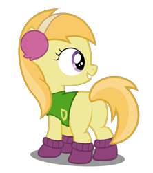 Size: 4000x4500 | Tagged: safe, artist:mundschenk85, imported from derpibooru, noi, earth pony, pony, winter wrap up, absurd resolution, background pony, butt, clothes, earmuffs, female, filly, plant team, plot, show accurate, simple background, socks, solo, transparent background, vector, winter wrap up vest