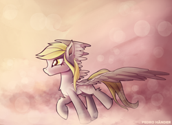 Size: 2338x1700 | Tagged: safe, artist:pedrohander, imported from derpibooru, derpy hooves, pegasus, pony, abstract background, female, solo, wings