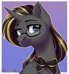 Size: 2502x2676 | Tagged: safe, artist:nika-rain, imported from derpibooru, oc, oc only, pony, unicorn, blue eyes, bust, cute, glasses, male, portrait, simple background, solo, stallion