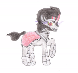 Size: 2093x1958 | Tagged: safe, artist:jeannedu30, artist:lulow, imported from derpibooru, king sombra, pony, the crystal empire, cape, clothes, crown, hand drawing, jewelry, male, regalia, smiling, solo, stallion, teeth, traditional art