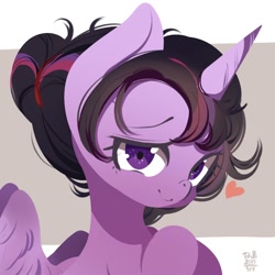 Size: 1000x1000 | Tagged: safe, artist:tohupo, imported from derpibooru, twilight sparkle, alicorn, pony, alternate hairstyle, female, heart, mare, smiling, solo, sweet dreams fuel, twilight sparkle (alicorn)