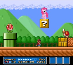 Size: 873x767 | Tagged: safe, imported from derpibooru, pinkie pie, pony, mario, needs more jpeg, ponies in video games, super mario bros. 3, super nintendo