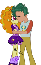 Size: 822x1276 | Tagged: safe, artist:bc-ls, imported from derpibooru, adagio dazzle, timber spruce, equestria girls, female, kissing, male, shipping, straight, timberdazzle