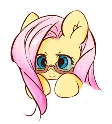 Size: 607x674 | Tagged: safe, artist:ogebo go, artist:ogebo-go, imported from derpibooru, fluttershy, pony, adorkable, bust, cute, dork, female, glasses, pixiv, portrait, shyabetes, simple background, solo, white background