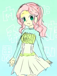 Size: 768x1024 | Tagged: safe, artist:sakurai, imported from derpibooru, fluttershy, equestria girls, equestria girls series, so much more to me, clothes, cute, dress, female, pixiv, shyabetes, solo