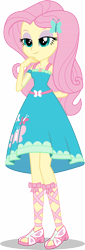 Size: 5654x16608 | Tagged: safe, artist:illumnious, artist:sugar-loop, imported from derpibooru, fluttershy, equestria girls, equestria girls series, .ai available, absurd resolution, clothes, dress, dress interior, eyeshadow, feet, female, geode of fauna, lidded eyes, magical geodes, makeup, photo, sandals, simple background, smiling, solo, transparent background, vector