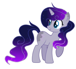 Size: 1396x1258 | Tagged: safe, artist:rainbows-skies, artist:thesmall-artist, imported from derpibooru, oc, oc only, oc:lisa, pony, unicorn, blue eyes, ethereal mane, female, magical lesbian spawn, mare, offspring, parent:pinkie pie, parent:princess luna, parents:lunapie, raised hoof, simple background, solo, starry mane, transparent background