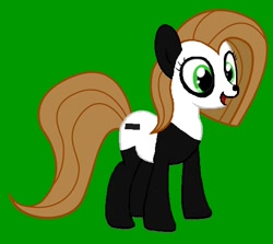 Size: 560x500 | Tagged: safe, artist:diegotan, edit, imported from derpibooru, oc, oc:pun, panda, pony, green background, ms paint, recolor, simple background